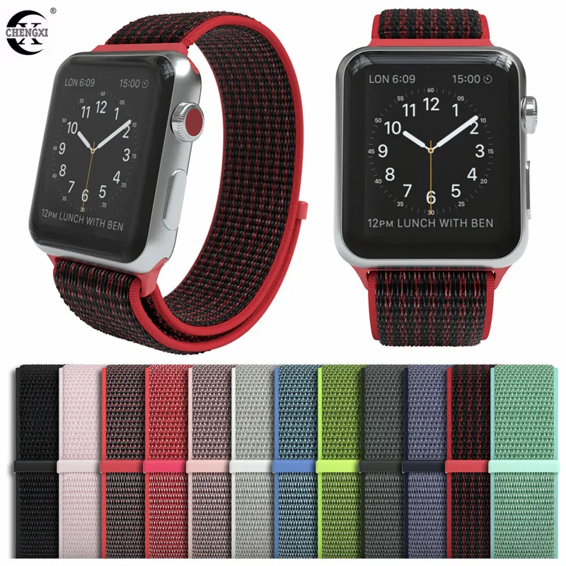 

CHENGXI Sport Loop Band Compatible with Apple Watch Bands 40/38/42/44, Breathable Woven Nylon Replacement Strap for iwatch