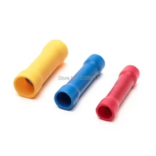 100PCS wire butt connectors Full Insulating Straight Insulated Electrical Crimp Terminals Connector blue yellow Assortment Kit 540pcs heat shrink wire connectors electrical terminals kit crimp connector insulated sleeve assortment butt connectors with box