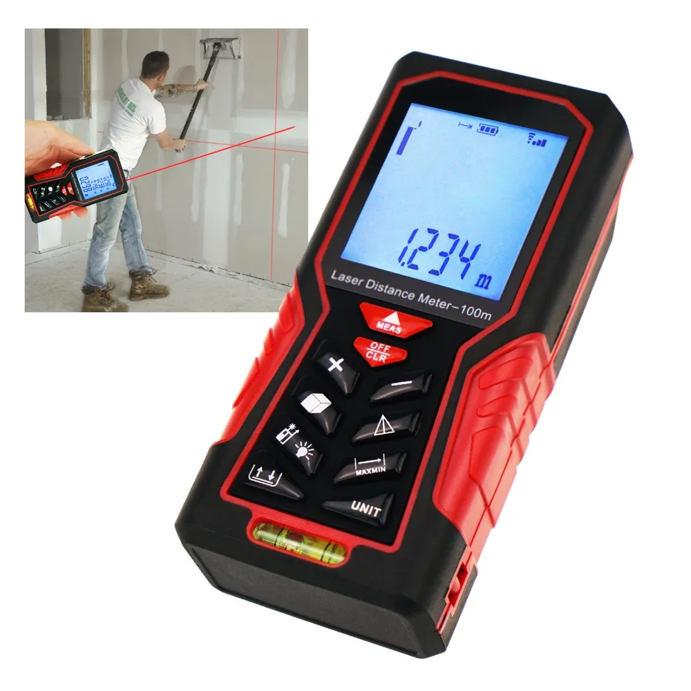 【100M 328ft 】Digital LCD Laser Distance Meter Range Finder Measure Tape Tool 
