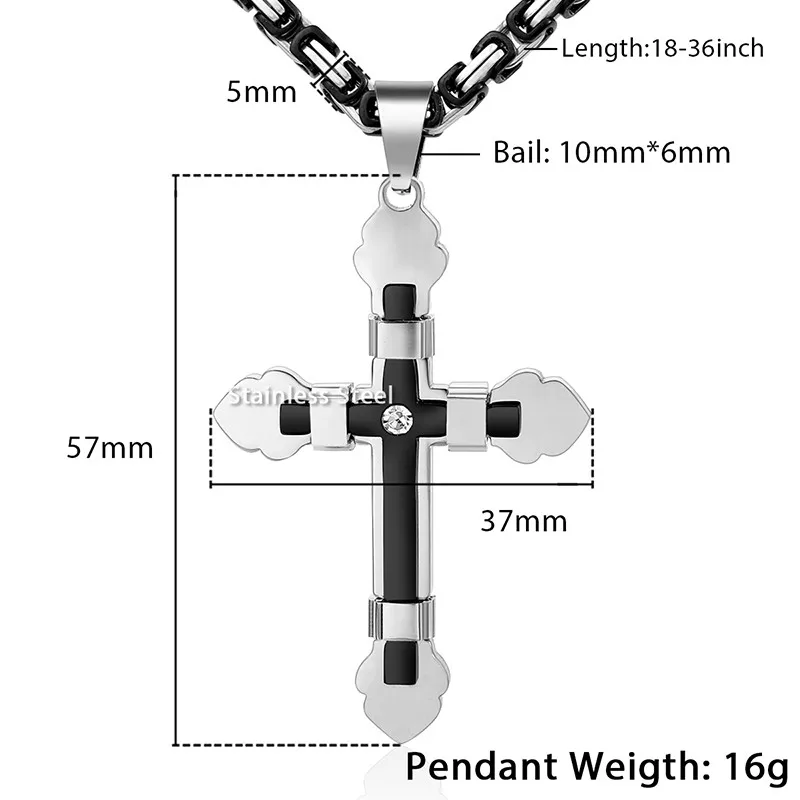Мужское колье с подвеской крестом из нержавеющей стали|cross pendant necklace|pendant necklacenecklace