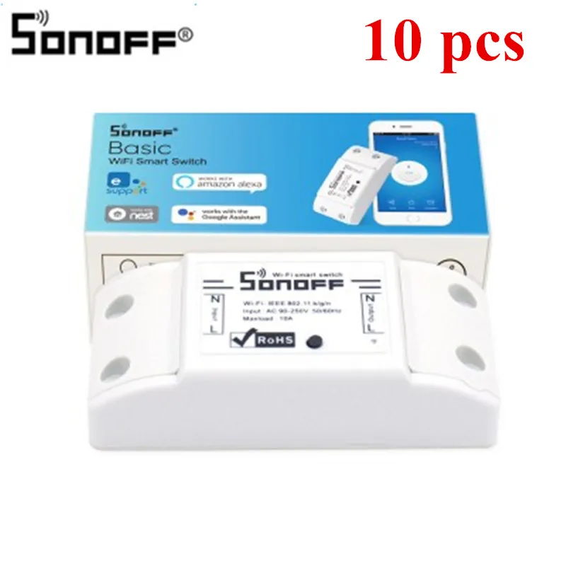 10 шт. SONOFF Basic беспроводной wi-fi-переключатель пульт дистанционного управления Domotica