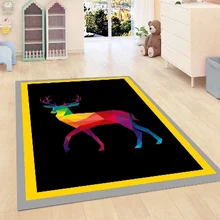 Желтый граница черный пол олень животное декоративные 3d печать нескользящие микрофибры Детские украшения для детской комнаты коврик