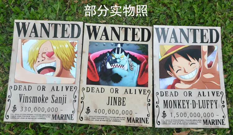 10pcs Set 150 Million Money Reward Monkey D Luffy One Piece Wanted Dead And Alive Latest Poster Stickers Aliexpress