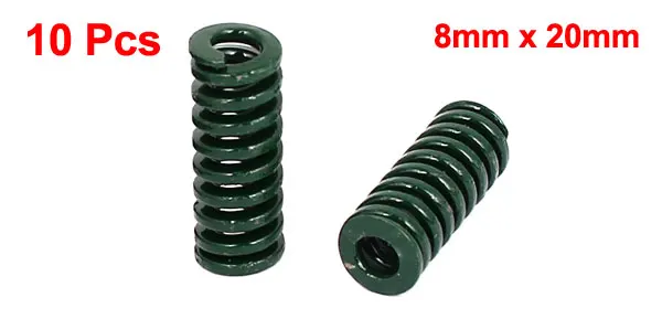 10x Yellow 8mm OD 20mm Length Light Load Stamping Compression Mould Die Spring