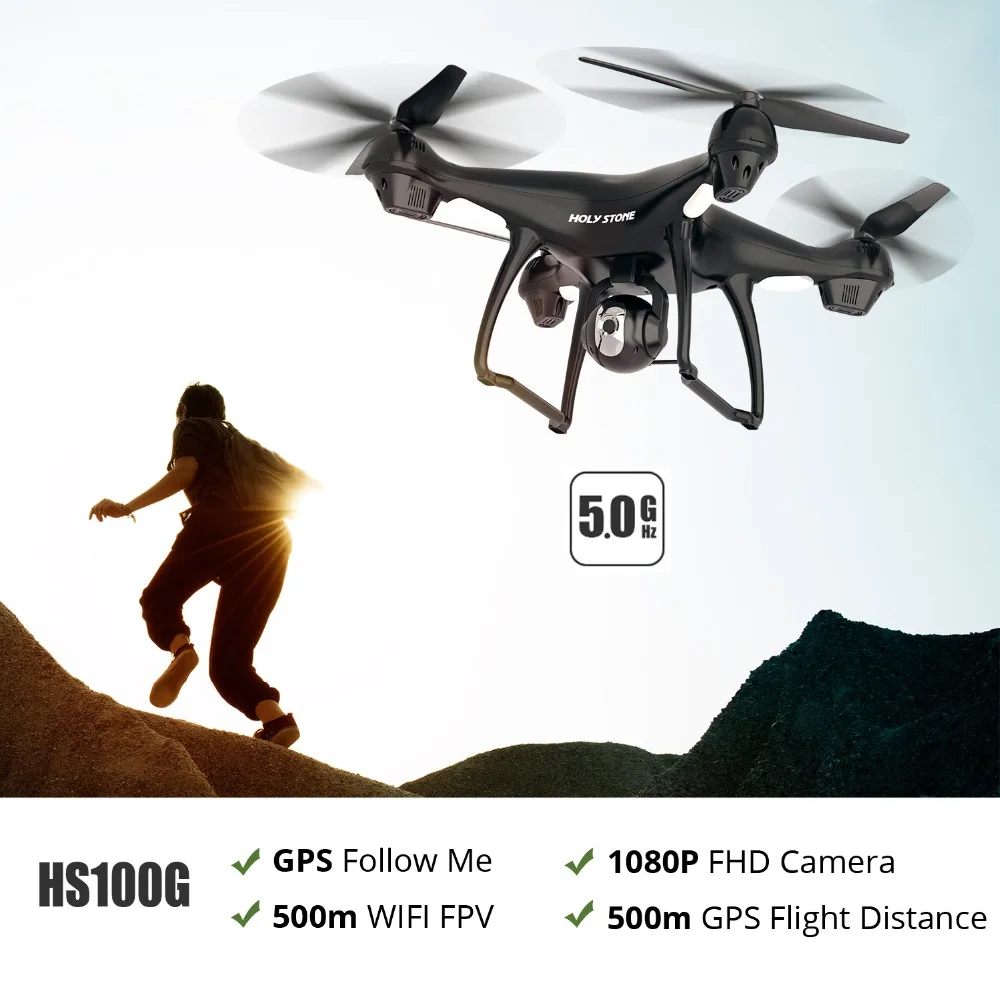 

[USA Stock] Holy Stone HS100G Dual GPS 5G FPV 500M Distance 1080P Wi-Fi Camera 500M Flight Distance GPS Return Home Quadcopter