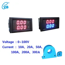 YB28VA DC 0-100V LED Dual Voltmeter Ammeter Digital Display Voltage Current Meters Tester Current Transformer CT Volt Amp