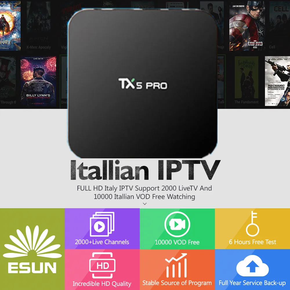 

1 Year ESUNTV in TX5PRO Smart IPTV Set Top Box Android TV Box 2/16G Quad Core Europe IPTV Italy IPTV Albania ex-yu channels BOX