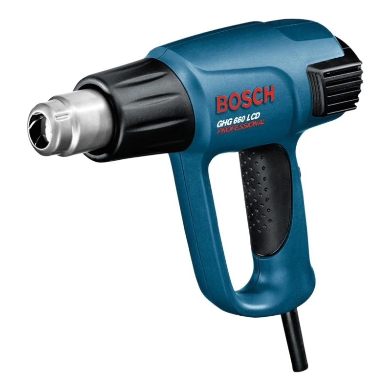 Фен технический Bosch GHG 660 LCD (708,703) (мощность 2300 Вт, 4 режима работы, поток 250-500 л/мин, 50-660 °С, кейс в комплекте)