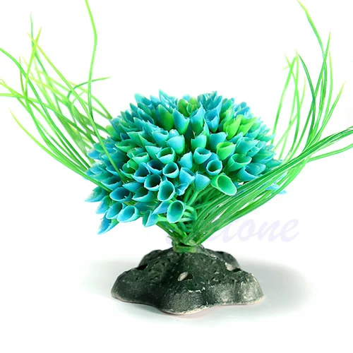 Синяя искусственная вода зеленая трава для аквариума аквариум, декоративный орнамент - Цвет: Синий
