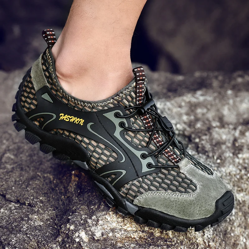 كبير حجم الرجال أحذية ماء حار بيع في الهواء الطلق الرياضة السفر الذكور أكوا أحذية الشاطئ تسلق الرحلات الهواء شبكة مرنة المنبع أحذية