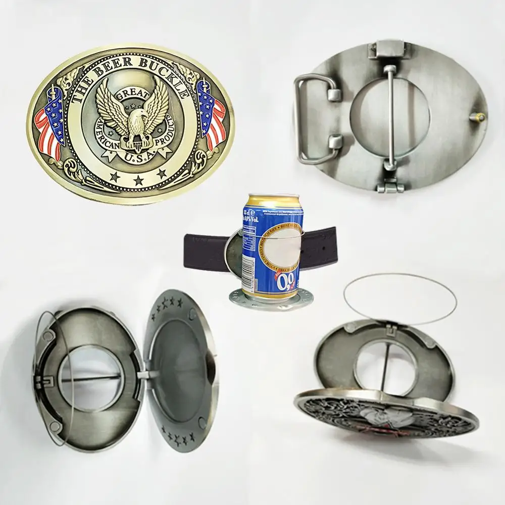 

10.2x8cm Metal Beer Head Belt Funny Bottle Buckle for Camping Picnic Wine Can Holder Outdoor Tableware Eagle Ancient Bronze
