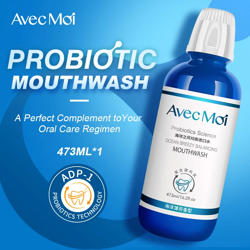 

Avec Moi New Generation Probiotics Mouthwash, Aquatic Mint Flavor, Antibacterial Mouthwash, Probiotics Technology, Easy to Use