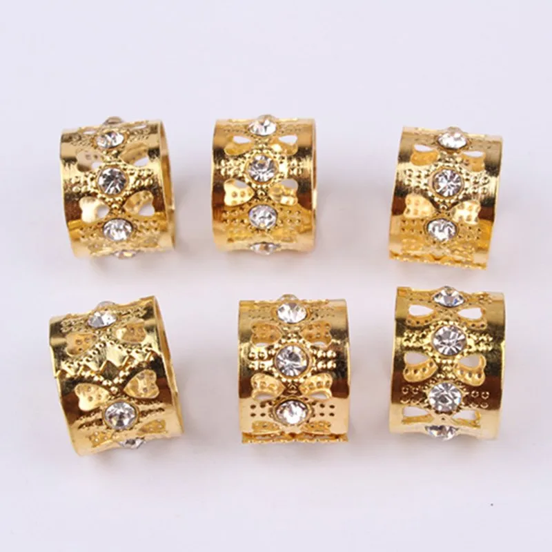 50pcs Gold Rhinestone Hair Dread Braids Dreadlock Beads Adjule 50pcs Gold Rhinestone Hair Dread Braids Dreadlock Beads Adjule Braid Cuffs Clip Heart Shape Extension Tool Jewelry 13mm In Links Rings S