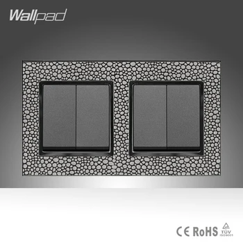 

4 Gang 2 Way Furniture Hotel Luxury Wallpad Leather Frame 146*86mm 16A UK Standard on/off Switch Power Supply, Free Shipping