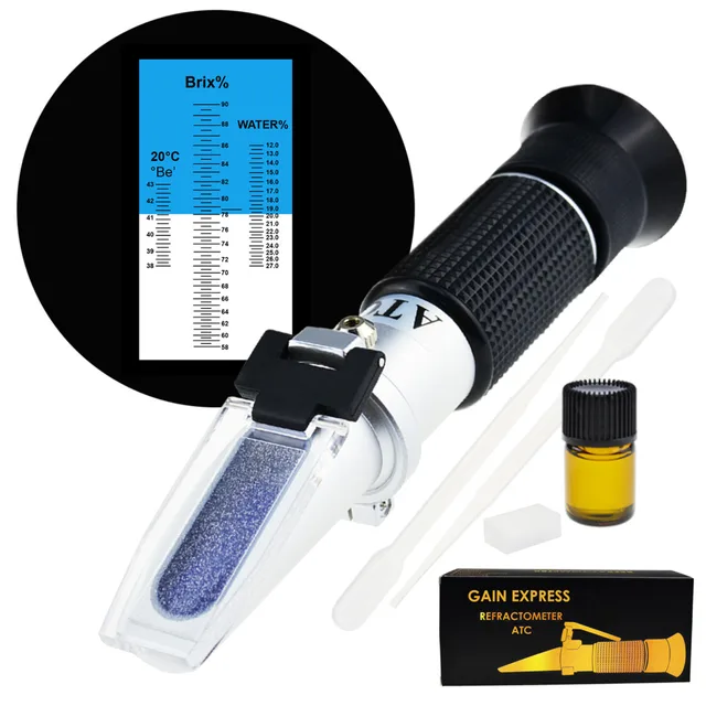 3 in 1 Honey Refractometer Brix/Moisture/Baume Tester Meter ATC, Sugar