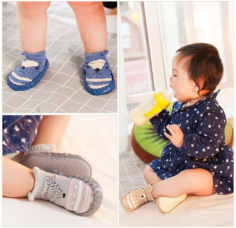 Носки детские детские носки носочки для новорожденных носки для новорожденных новорожденным носки с резиновой подошвой домашние тапочки нескользящий мягкая подошва ботинок носка малыша 0-24 месяца осень зима весна