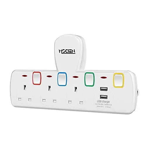 Invero 2 Way Gang Cable-Free Multi-Plug 13A Wall Socket Adaptor with 2x USB Charging Ports 2.4A - Surge Protected - Neon ... Invero® 3 Way UK Mains Extension ...