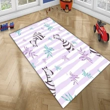 Else фиолетовые линии Черно-белые милые Зебра тропические животные 3d печать нескользящие микрофибры Детские украшения для детской комнаты коврик