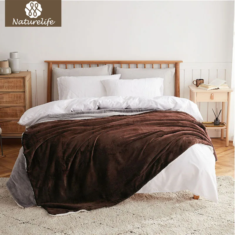 Naturelife Brown Soft Sherpa Blanket Weighted Coral Blankets Travel