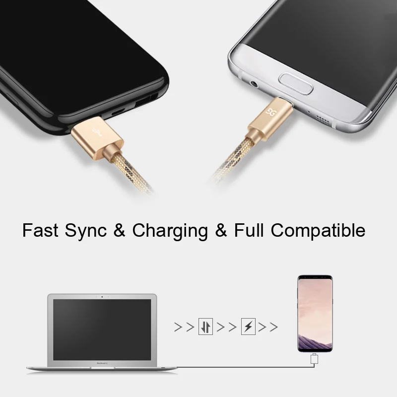 GUSGU 2A Type C Cable for Xiaomi mi6 mi5 Fast Charging USB C Type-C Cable for Samsung Gaxaly S8 For Huawei Oneplus Nylon Braid