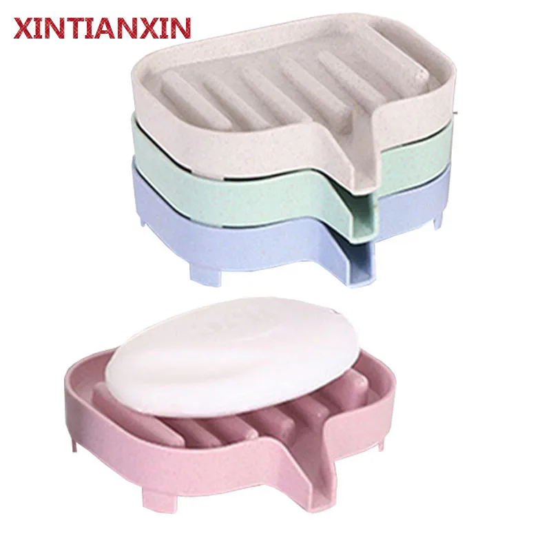

XINTIANXIN Wheat soap box creative ladder drain soap box wheat straw environmental protection bathroom soap shelf