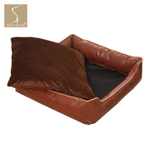 Кровать для домашних животных из искусственной кожи квадратная кровать для собак щенячье Гнездо Кошка спальная корзина с грелкой