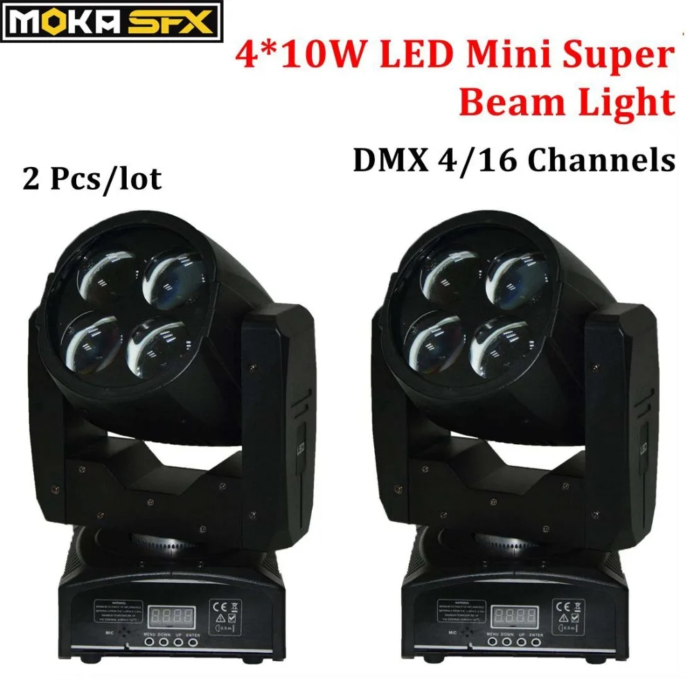 

2pcs Mini Led Super Beam Moving Head Lights 4*10W White Color Source 3 Color+Open Color Wheel for Nightclub DJ Stage Party