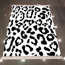 Else черный белый леопард мех животных 3d узор печати микрофибры противоскользящие назад моющиеся декоративные килим области ковер