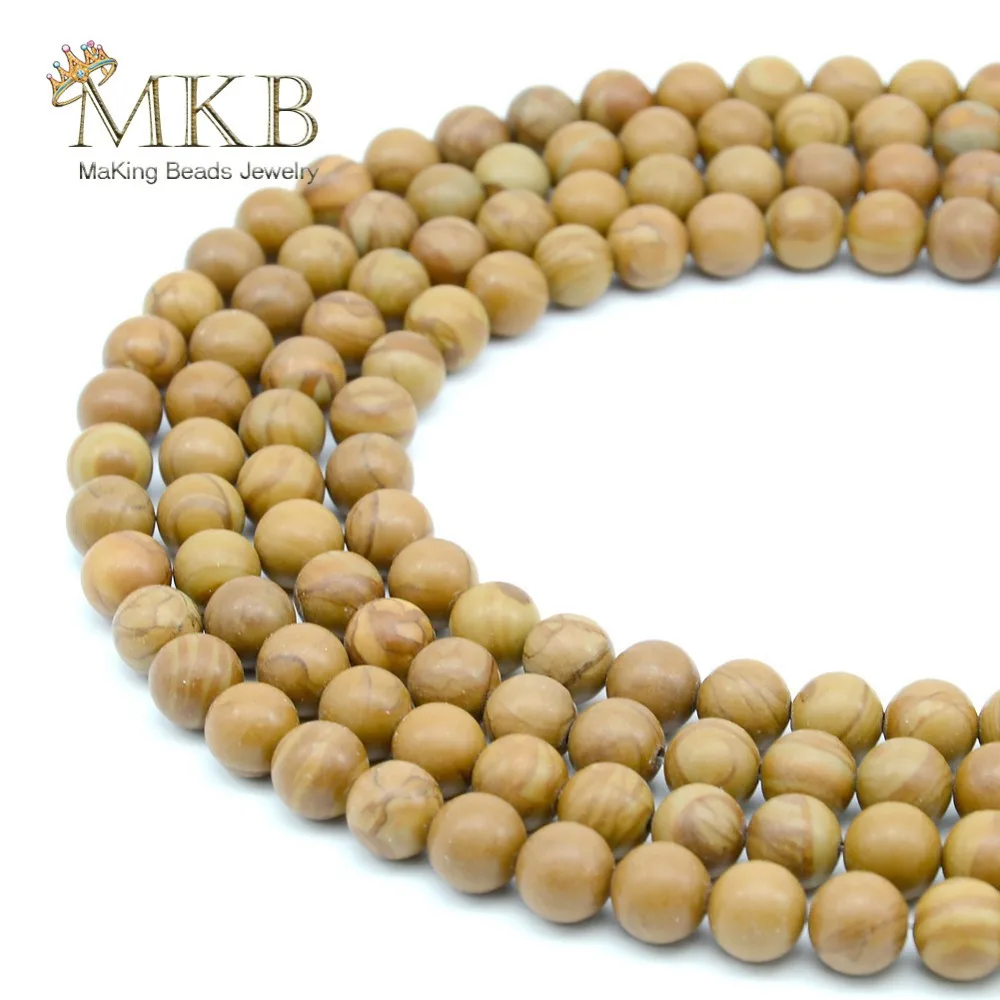 

Perles Natural Stone Wood Jaspers Round Beads for Jewelry Making 4 6 8 10 12mm Gem Loose Beads Diy Bracelet Necklace Wholesale