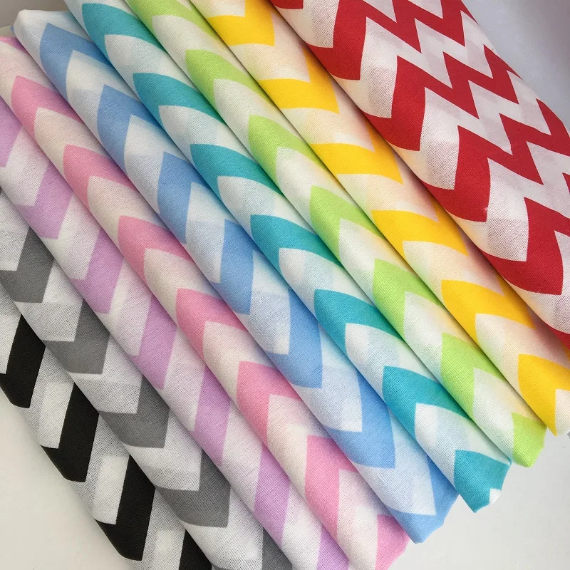 

IV Printed 100% cotton coarse calico fabric 125GSM width 150cm tic rac zig zag palette Rig Rag pattern DIY Kids fabric cloth