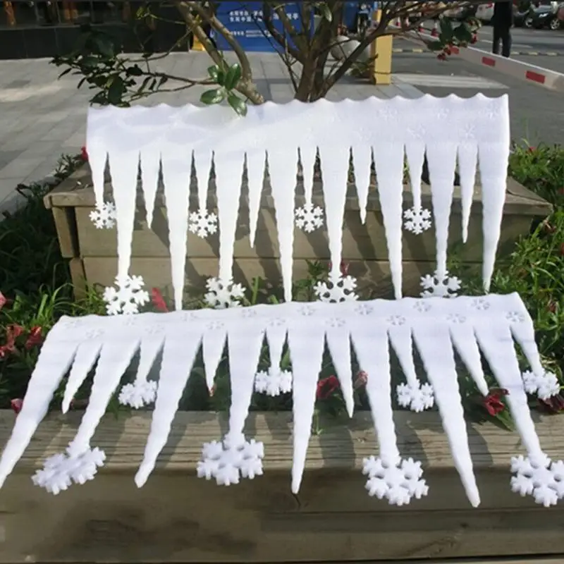 

2 Pcs White Snowflake Ice Strip Christmas Decoration Ornament Supplies