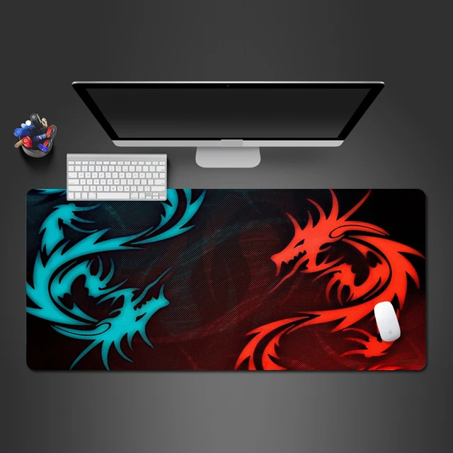 Cool Blue And Red Dragon Mouse Pad High Quality Rubber Lock Gamer Computer Keyboard Mouse Mat PC