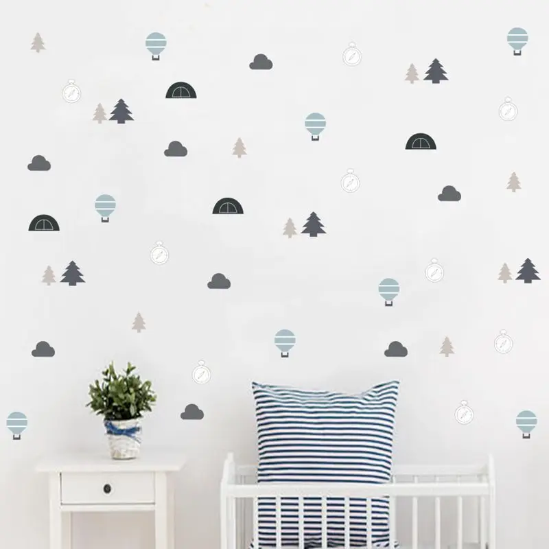 

PVC Nordic Cartoon Forest Tree Window Wall Decals Woodland Pine Tree Vinyl Art Wall Stickers For Kids Room Decoration Wall Decor