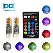 DXZ Led W5W T10 RGB габаритный фонарь универсальный автомобильный RGB COB 12smds красочные многооконный режим автомобилей лампочки с пульта дистанционного управления