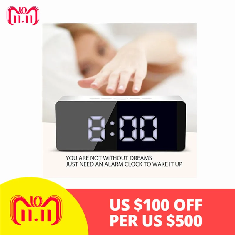 

New Multifunction LED Mirror Alarm Clock Digital Clock Snooze Table Clock Wake Up Light Table Desktop Alarm Clock Despertador