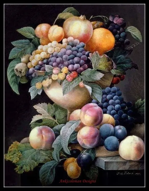 

Counted Cross Stitch Kits Needlework Embroidery - 14 ct Aida DMC Color DIY Arts Handmade Home Decor - Still Life of Fruit