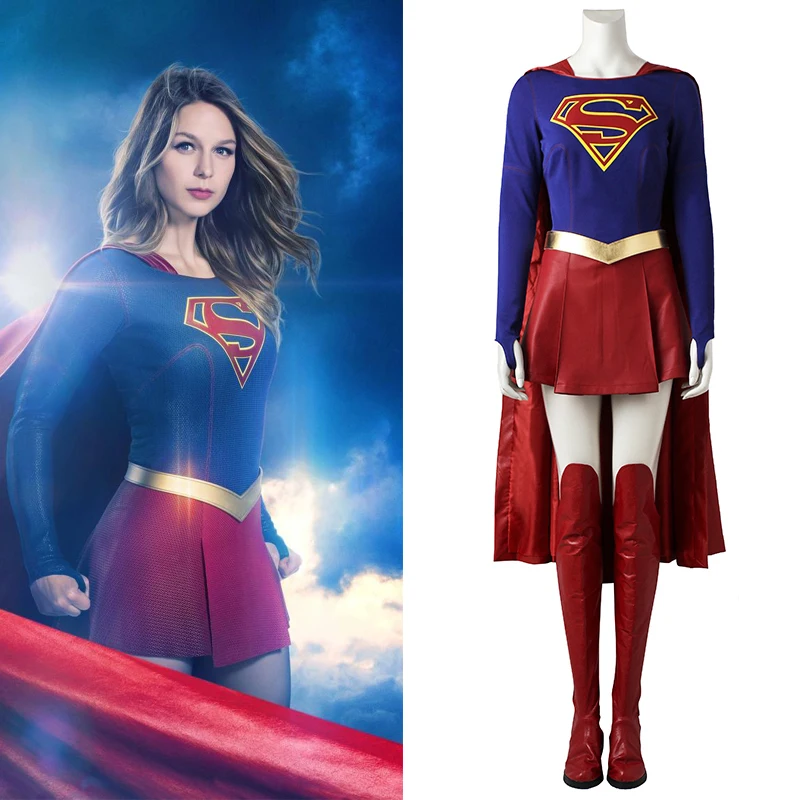 

In Stock Supergirl Costume Kara Zor-El Danvers Cosplay Jumpsuit Girl Fancy Dress Superhero Halloween Carnival Outfit Custom Made