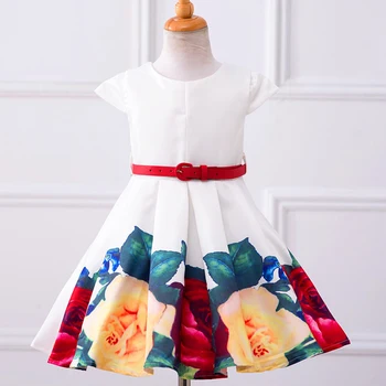 

Flowers Summer Sleeveless Girls Print Dress Knee Length Princess A-Line Dress Clothes For Kids 4 to 8 years Old Kids
