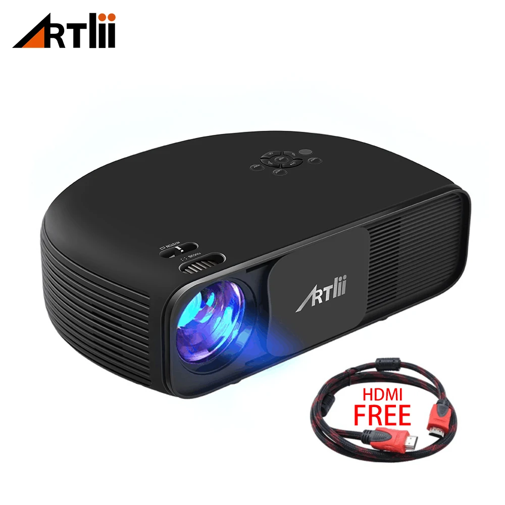 Artlii HD جهاز إسقاط السينما المنزلية ، 3500Lum دعم 1080 P ربط الروبوت IOS الهاتف الذكي المحمول عارض فيديو للألعاب والحزبية Artlii HD جهاز إسقاط السينما المنزلية ، 3500Lum دعم 1080 P ربط الروبوت IOS الهاتف الذكي المحمول عارض فيديو للألعاب والحزبية
