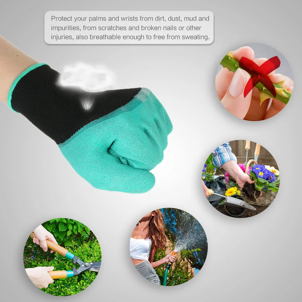 1 пара сад Genie перчатки с 4 ABS Пластик пальцев перчатки-когти легко посадить для садоводства копания и посадки работы