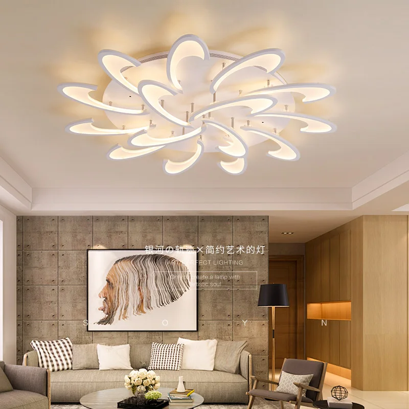

Hot Modern Led Ceiling Lights For Living Room Bedroom Master Room White Finish 110V 220V Ceiling Lamp Fixtures