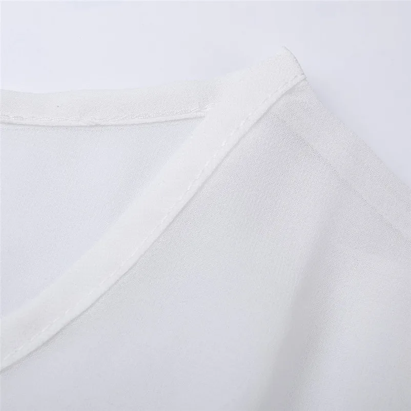 Fashion womens tops and blouses summer Autumn 2018 O Neck Sleeve Lace Chiffon Top Casual Blouse Tops Shirt camicette Y30#N  (9)