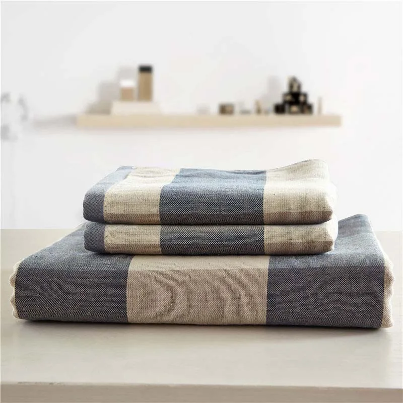 Buy Cotton Large Grid Bath Face Towel Set Adults Soft