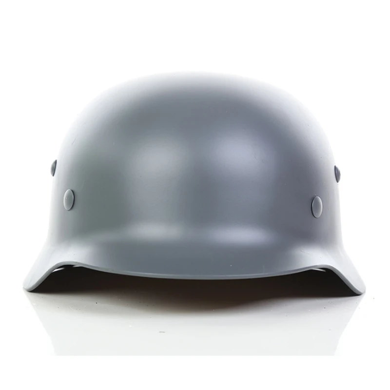 WW2 German Army BLACK GREY GREEN M35 STEEL HELMET with Leather Liner& Chin Strap - Цвет: Светло-серый