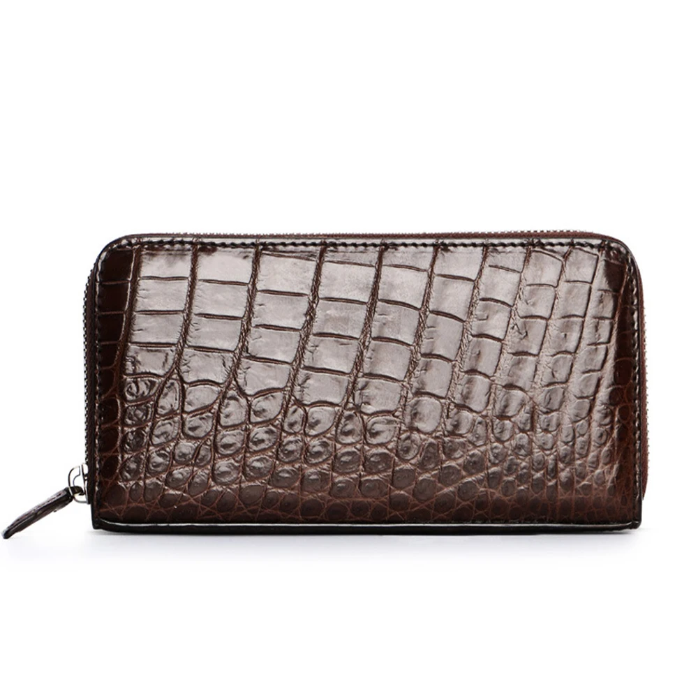 

CUWHF High quality Men Wallet 100% Crocodile Leather Long Clutch Wallets For Men Leather Wallet Slim Purse Fashion Male Wallets
