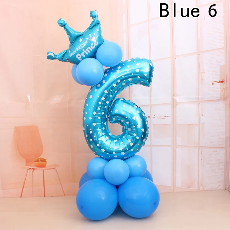 1 Набор, воздушные шары в форме цифр, цифр, фольгированные шары на день рождения, свадьбу, Рождество, праздничные, вечерние, декоративные принадлежности, воздушный шар - Цвет: BL6