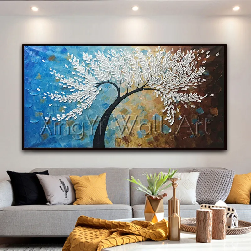 

Flower Canvas painting gold wall art pictures for living room home wall decor thick texture Acrylic flowerS quadro caudroS decor