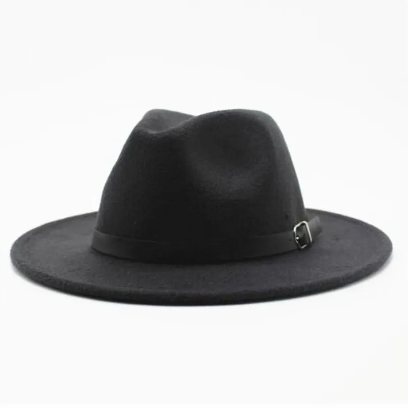 Seioum модная шерстяная фетровая шляпа унисекс с широкими полями для мужчин, шерстяная Панама с головной повязкой, джазовая церковная шляпа