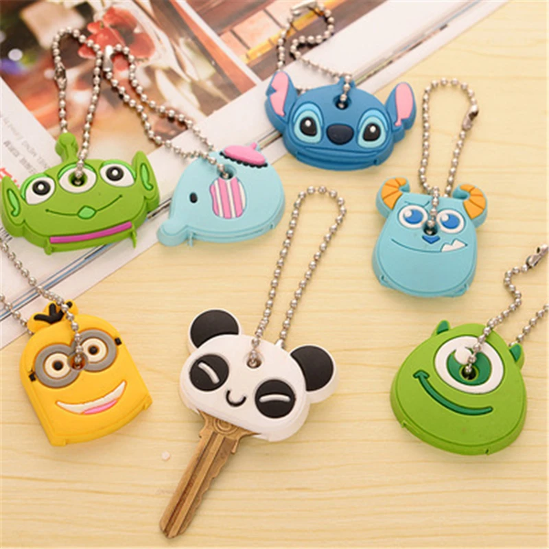4363 wholesale mixed hair creative cute cartoon silicone protective case key chain student key chain pendant case