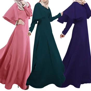 

Bubble Tea 2017 Muslim Women Dress Sunday Best Long Sleeve Dresses Malaysia Islamic Abaya Fashion Pure Color Shawl Dress Robes